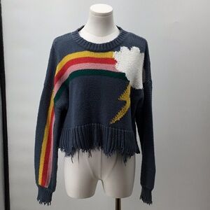 Wildfox Blue Rainbow Lightning Sweater